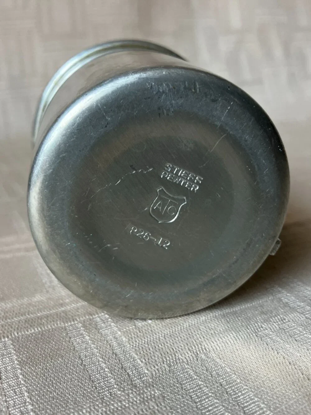 Vtg 1969 Stieff Pewter Baby Cup Mug - ATC Shield Mark - No Monogram